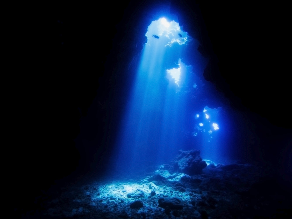 cave diving at First Cathedral in Lanai HI