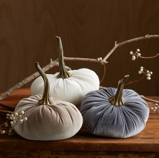 plush velvet pumpkins rustic halloween decorations