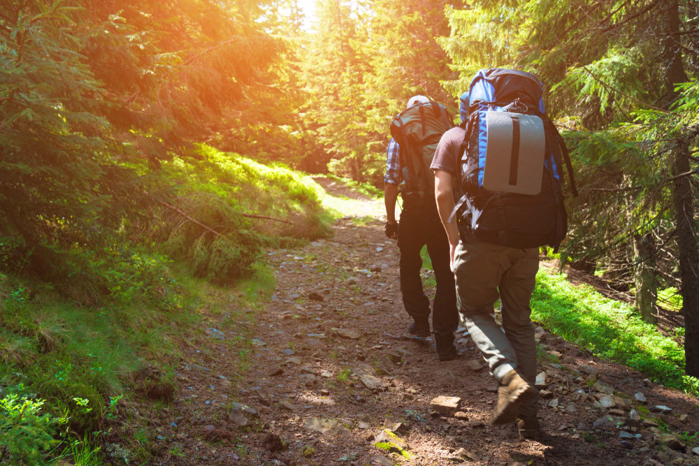 thru-hikers backpacking on thru-hiking trail