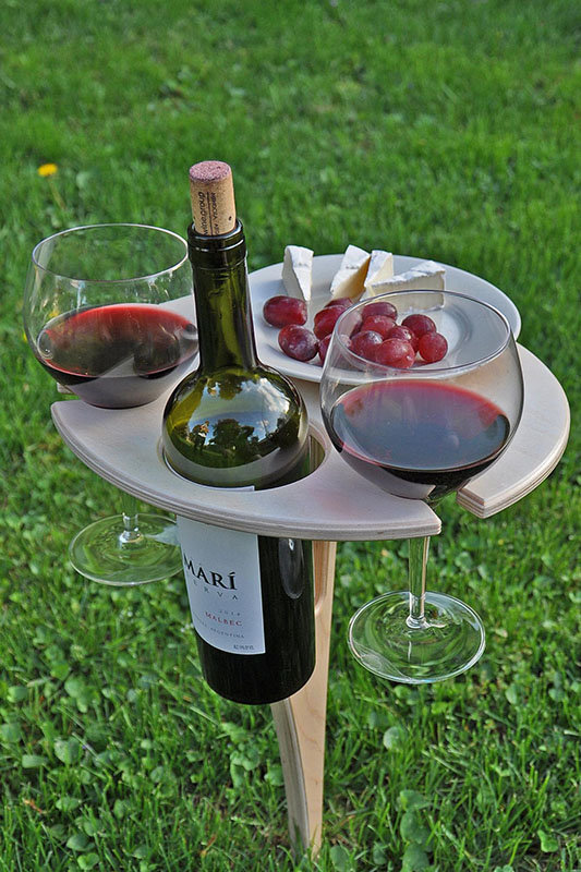 Cabin entertaining decor collapsible outdoor wine table