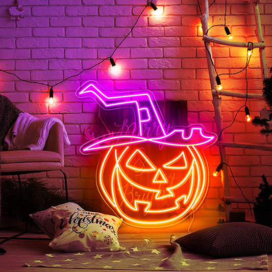 neon pumpkin halloween decorations