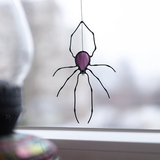 spider stained glass window halloween decorations