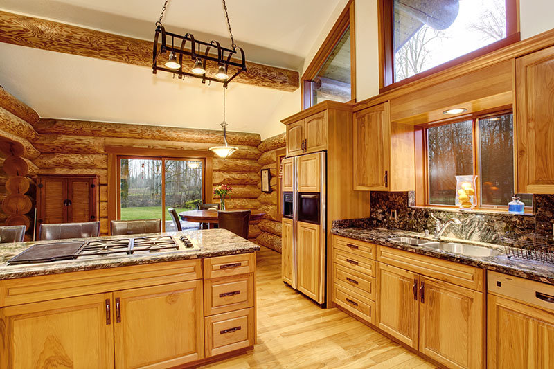 interior log cabin kitchen
