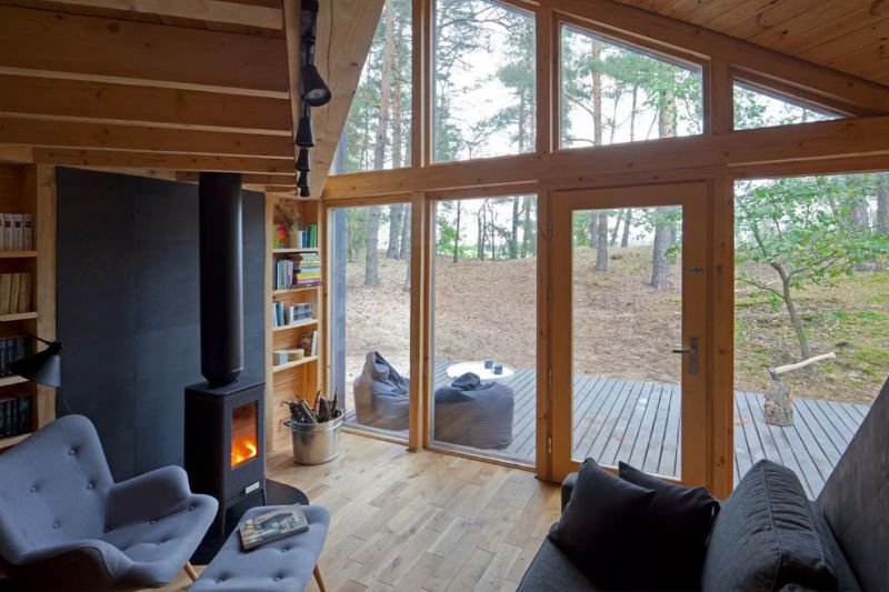 interior view from the bookworm cabin in poland