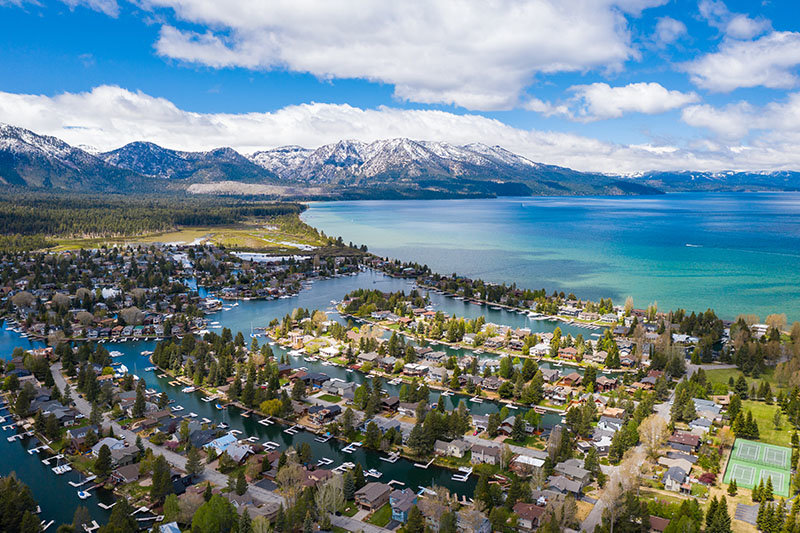lake tahoe california cabin aerial view