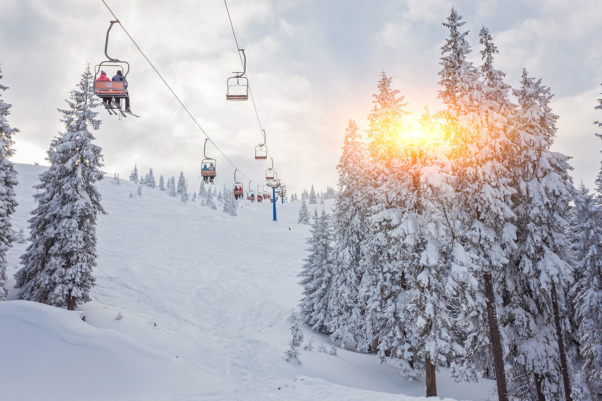 snowy ski mountain chairlift